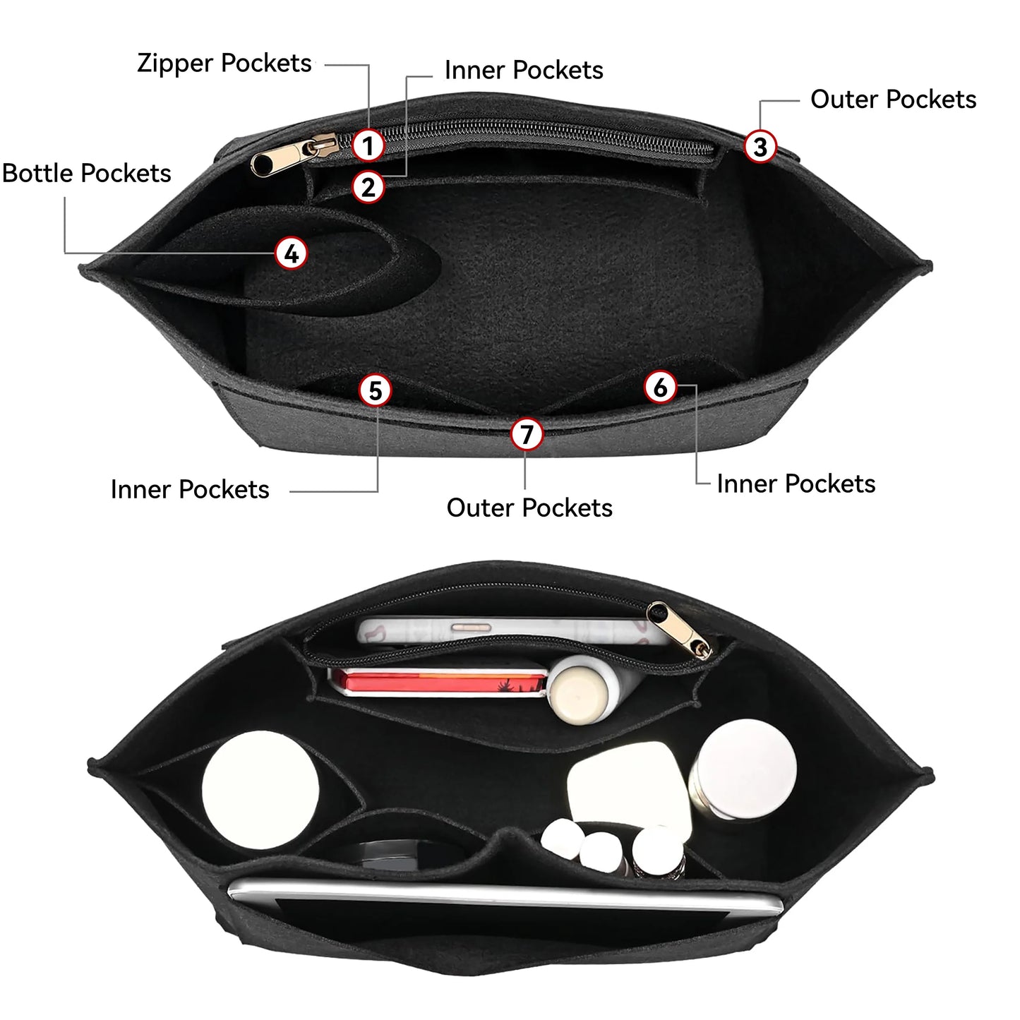 Shopodessy™ Tote – Universal Felt Bag Organiser Insert